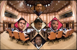 A collage of controversial MPs - MP Ahmed Nihan (L), MP Riyaz Rasheed (C), MP Ali Arif (R), Abdulla Jabir (B) and MP Mohamed Ismail (T).  PHOTO: VARIOUS / THE EDITION
