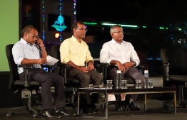 MDP's senior members discussing their vision of high employment rates during the agenda 19 rally held on Monday night. PHOTO: MDP TWITTER