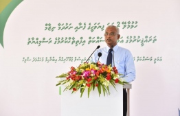 President Ibrahim Mohamed Solih at the inauguration of the water and sewerage system in Phase two of the reclaimed suburb Hulhumale'. PHOTO: PRESIDENT'S OFFICE