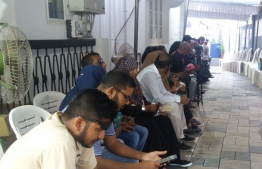 Voters lined up at the Maldivian Consulate in Trivandrum. PHOTO: MALDIVES CONSULATE TRIVANDRUM