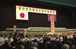 During the Memorial Service held in Ishinomaki City to mark 8 years since the 2011 Great East Japan Earthquake and Tsunami. PHOTO/THE EDITION