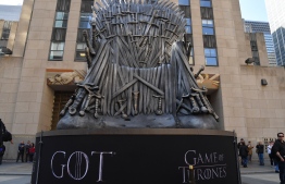 A giant Iron Throne is on display ahead of the "Game of Thrones" eighth and final season at Radio City Music Hall on April 3, 2019 in New York city. (Photo by Angela Weiss / AFP)