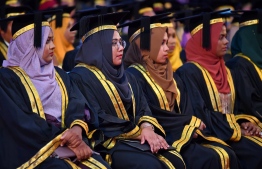 Students at Maldives National University's 2019 graduation ceremony. PHOTO: MIHAARU