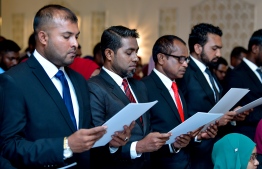Photograph taken at the oathtaking ceremony for lawyers. PHOTO: NISHAN ALI/ MIHAARU