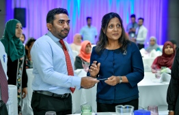 First Lady Fazna Ahmed and Minister of Health Abdulla Ameen launching the programme. PHOTO: NISHAN ALI / MIHAARU