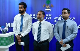 Minister of Home Affairs Imran Abdulla with some members of the prison audit commission. PHOTO: NISHAN ALI/MIHAARU