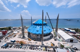 King Salman Mosque, which is currently under construction. Minister of Islamic Affairs Dr Ahmed Zahir revealed that the mosque will open in July. PHOTO: HUSSAIN WAHEED / MIHAARU