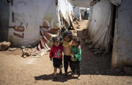 Syrian refugee children are pictured in an informal settlement near Terbol in the Bekaa Valley, Lebanon, April 12, 2019. PHOTO: UNICEF