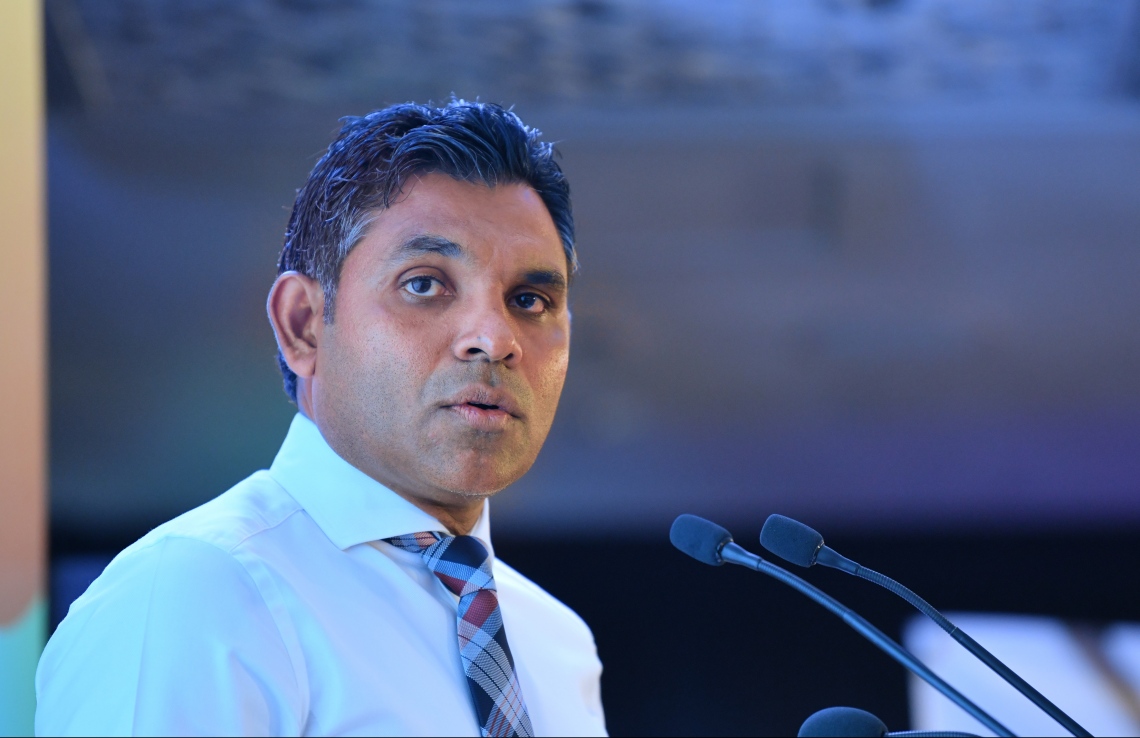 މާލެ: އޭޕްރީލް 18، 2019- މަގުމަތީގެ ރައްކާތެރިކަމާ ގުޅޭ އެކްޝަން ޕްލޭން އިފްތިތާހުކުރުމަށް ހޮޓެލް ޖެންގައި ބޭއްވި ރަސްމިއްޔާތުގައި ނައިބު ރައީސް ފައިސަލް ނަސީމް ވާހަކަފުޅު ދައްކަވަނީ.---ފޮޓޯ: ހުސައިން ވަހީދު/މިހާރު