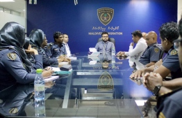 Discussions held in Maldives Immigration with Border Control Officers following the terror attacks in Sri Lanka. PHOTO: IMMIGRATION
