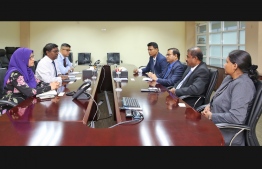 The meeting held between MMA's Financial Intelligence Unit (FIU), and the team sent by the FIUs of Sri Lanka and Bangladesh. PHOTO: Maldives Monetary Authority (MMA)