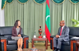 UN Resident Coordinator for Maldives and United Nations Development Programme (UNDP) Representative Shoko Noda (L) and Minister of Foreign Affairs Abdulla Shahid. PHOTO: MINISTRY OF FOREIGN AFFAIRS