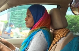 Male' city's only female taxidriver Aminath Waheed. PHOTO: MIHAARU
