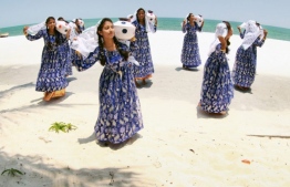The people of Minicoy (Maliku) seen during a traditional dance. The clothing and metal pot dances are largely similar to the traditional dances of Maldives. PHOTO: MIHAARU FILES
