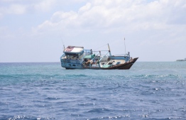 The Iranian vessel intercepted for drug trafficking in Maldivian waters ran aground a reef near K.Villimale. PHOTO/POLICE