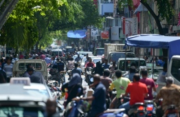 The bustling road of Majeedhee Magu, where Euro Store's office is located. The office was broken into and a large amount of money was stolen on Saturday night. PHOTO: MIHAARU