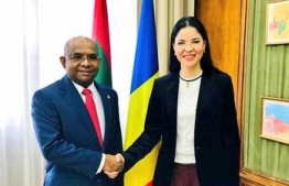 Minister of Foreign Affairs Abdulla Shahid met with Deputy Prime Minister for Romania’s Strategic Partnership’s Implementation Ana Birchall, in Bucharest Romania, on Friday. PHOTO: MINISTRY OF FOREIGN AFFAIRS