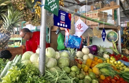 A stall at the local market which accepts the electronic wallet and mobile pay system 'Dhiraagu Pay'. PHOTO: MIHAARU