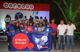 The female team of State Electric Company Limited (STELCO) which won the women-only round of the Ooredoo Masrace. PHOTO: OOREDOO MALDIVES