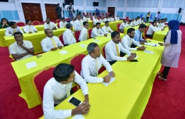 MDP lawmakers at a parlaimentary group meeting: they did not approve the amendment to the Employment Act proposed by MP Siraj, seeking to introduce one day of paid menstrual leave per month for women in Maldives' workforce. FILE PHOTO/MIHAARU