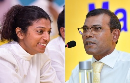 [File] People's Majilis President Mohamed Nasheed and Vice President Eva Abdulla -- Photo: Mihaaru