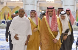 President Solih was given a warm welcome upon arrival in Saudi Arabia. PHOTO: PRESIDENTS OFFICE