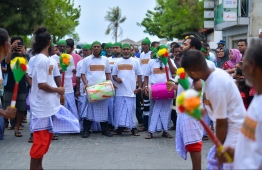 June 4, 2019, Male' City: A 'Boduberu' traditional drum troupe perform in the cultural parade held on the occasion of Eid al-Fitr. PHOTO: HUSSAIN WAHEED / MIHAARU