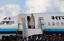 The special flight allocated for PM Modi landed at Velana International Airport (VIA) around 1510 hrs. The delegation travelling with PM Modi consists of an approximate 100 individuals. PHOTO: PRESIDENT'S OFFICE