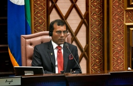 June 8, 2019, People's Majilis, Male' City: Speaker Mohamed Nasheed chairs the sitting as Indian Prime Minister Narendra Modi addresses the Maldivian parliament. PHOTO: HUSSAIN WAHEED/MIHAARU