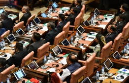 An ongoing parliament session. PHOTO: HUSSAIN WAHEED/ MIHAARU