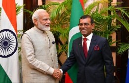 June 8, 2019, People's Majilis, Male' City: Indian Prime Minister Narendra Modi and Speaker Mohamed Nasheed at the Maldivian parliament. PHOTO: HUSSAIN WAHEED/MIHAARU