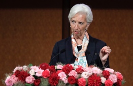 International Monetary Fund (IMF) managing director Christine Lagarde speaks at a G20 high-level seminar on financial innovation entitled “Our Future in the Digital Age” on the sidelines of the G20 finance ministers and central bank governors meeting in Fukuoka on June 8, 2019. 
Kiyoshi Ota / POOL / AFP