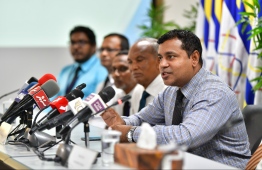 Press briefing held by the State Electric Company Limited (STELCO). PHOTO: HUSSEIN WAHEED/ MIHAARU