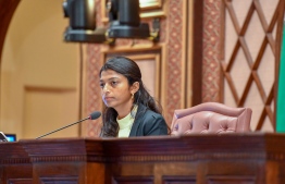 Deputy Speaker of Parliament Eva Abdulla chairing Parliament sitting on Tuesday. PHOTO: MIHAARU.