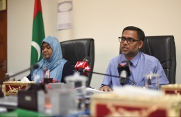 Members of Judicial Service Commission (JSC) at a press conference. PHOTO: HUSSAIN WAHEED / MIHAARU