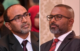 Supreme Court Judge Abdulla Didi (R) and Family Court Chief Judge Hassan Saeed. PHOTO: MIHAARU