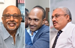 Former Vice Presidents Mohamed Waheed Din (L), Dr Mohamed Jameel, Abdulla Jihad. PHOTO: MIHAARU FILES