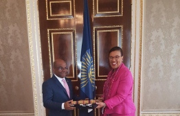 Minister Abdulla Shahid met with the Secretary General of Commonwealth Patricia Scotland to discuss Maldives rejoining the Commonwealth and officially submit the documents requested by the organisation. PHOTO: FOREIGN MINISTRY