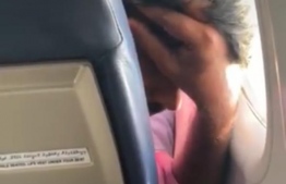 A screengrab of one of the videos posted by the victim of her harasser on the Maldivian flight. PHOTO: Facebook