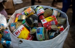 Tin cans collected during the 'Zero Waste Challenge'. PHOTO: SONEVA FUSHI