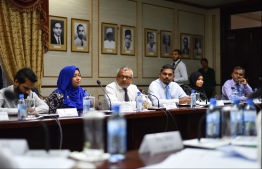 Members of Maldives Broadcasting Commission (Broadcom) at the Parliamentary Committee on Independent Bodies. Member Zeena Zahir (R2) resigned on October 28, after the committee decided on dismissing her. PHOTO: MIHAARU