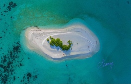 An aerial view of Odegalla, Gaafu Alif Atoll. The island is a popular nesting site for birds and turtles. PHOTO: AHMED NASEEM