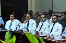 Senior management officials of various public companies at the parliament's SOE Committee-- Photo: Mihaaru