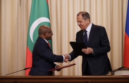 Minister of Foreign Affairs Abdulla Shahid signed the agreement by with Russian Foreign Minister Sergey Lavrov. PHOTO: MINISTRY OF FOREIGN AFFAIRS