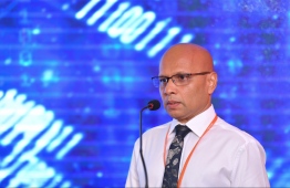 Dhiraagu's CEO and MD Ismail Rasheed speaking at the event held to launch Gigabit internet speeds in Maldives. PHOTO: HUSSAIN WAHEED/ MIHAARU