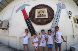 Five kids are depicted taking part in the engineering component of the 'Little Big Hotelier' programme. PHOTO: HOLIDAY INN RESORT KANDOOMA MALDIVES