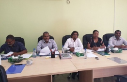 The five-member committee formulated by the Judicial Service Commission to investigate Chief Magistrate of Kaafu Atoll Mohamed Raqib. PHOTO: JUDICIAL SERVICE COMMISSION