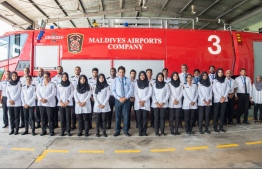The 12 female staff members on MACL scheduled to depart to Malaysia for training. PHOTO: MACL