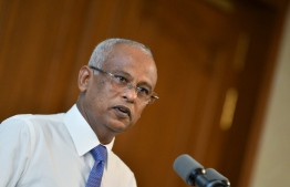 President Ibrahim Mohamed Solih speaks at a press conference held at the President's Office on July 4, 2019. PHOTO: HUSSAIN WAHEED / MIHAARU