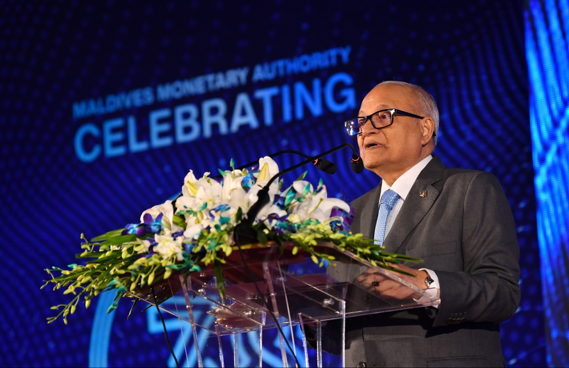 މާލެ: ޖުލައި 7، 2019- އެމްއެމްއޭ އަށް 38 އަހަރު ފުރުން ފާހަގަކުރުމުގެ ގޮތުން ދަރުބާރުގޭގައި ބޭއްވި ރަސްމިއްޔާތުގައި ކުރީގެ ރައީސް މައުމޫން ވާޙަކަދައްކަވަނީ.---ފޮޓޯ: ހުސައިން ވަހީދު/ މިހާރު